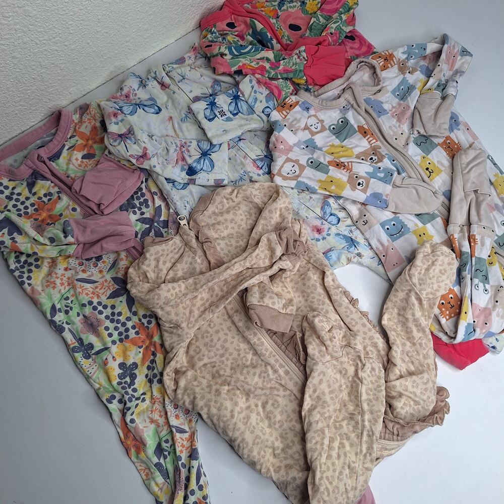 Bamboo Pajamas Zippie Baby 0-3m 3-6m Little Sleepies Bird & Bean Milkberry Sweet - Picture 2 of 13